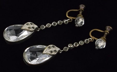 Stunning Antique 1890s Victorian Crystal Drop Earrings