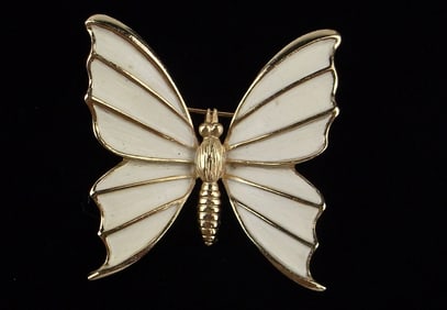Mint Vintage Enameled Butterfly Brooch