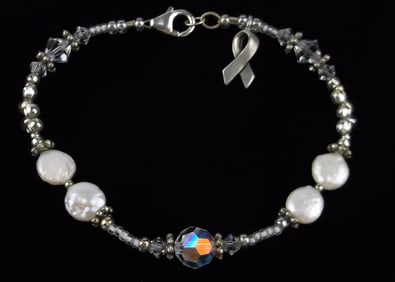 Mint Vint Sterling Silver Pearl Crystal Bracelet 7.5"