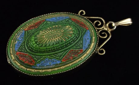 Gorgeous Antique 1940s Mosaic Pendant