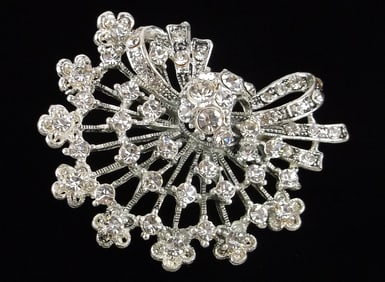 Big Mint Vintage Rhinestone Brooch