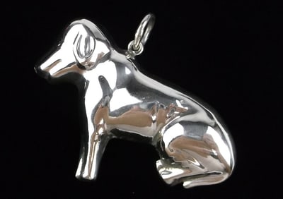 Big Mint Vintage Sterling Silver Dog Pendant
