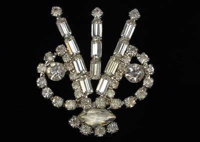 Big Mint Antique 1950s Rhinestone Brooch