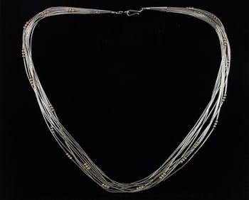 Mint Navajo Sterling Silver 10 Row Chain Necklace 18"