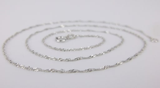 New Vintage Italian 10kt White Gold Helix Chain Necklace 18"