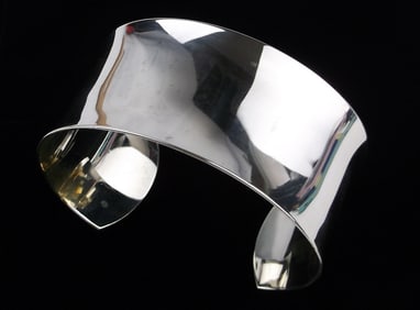 Big Mint Vintage Sterling Silver Cuff Bracelet 7-8"