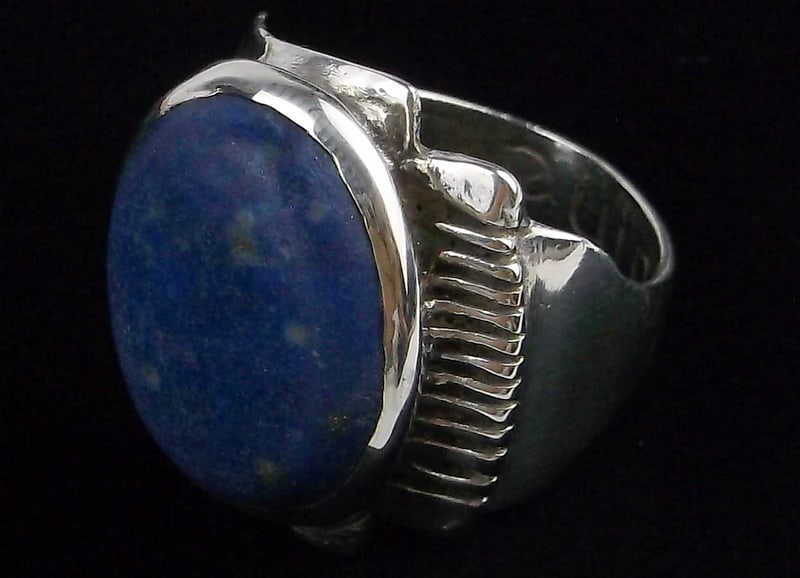 RARE 1950s Modernist Peter Broome Sterling Lapis Ring 10 Mint (1 of 4)