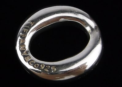 Mint Solid Vint Tiffany & Co Sterling Silver Circle Pendant Thick