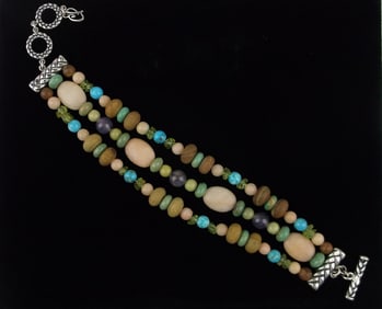 Mint Big Carolyn Pollack Sterling Turquoise Jasper Bracelet 9"