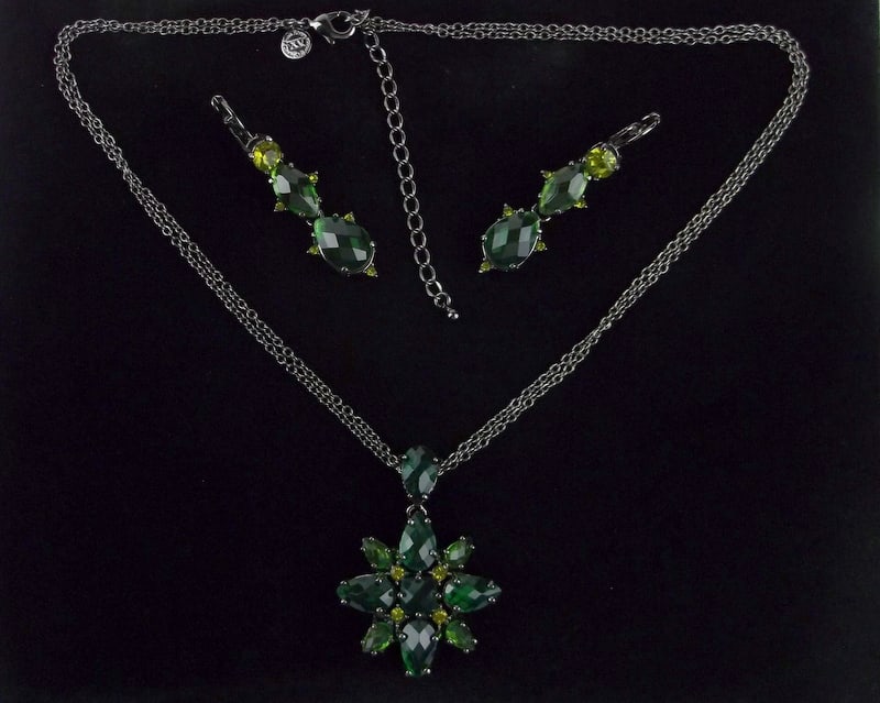 New Vint Joan Rivers Rhinestone Necklace Earrings Set 18" (1 of 3)