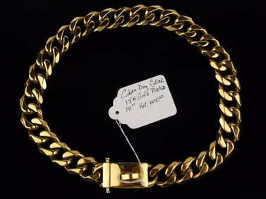 HUGE New 18kt Gold Plate Cuban Dog Chain Collar $805 19.5"