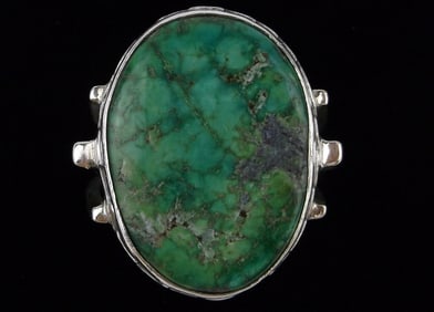 HUGE Navajo Ray Jack Sterling Silver Turquoise Mens Ring 11 1970s