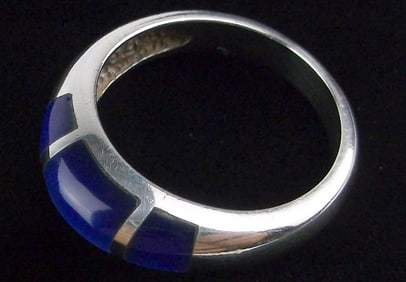 Mint Vintage Thick Sterling Silver Blue Shell Ring 7