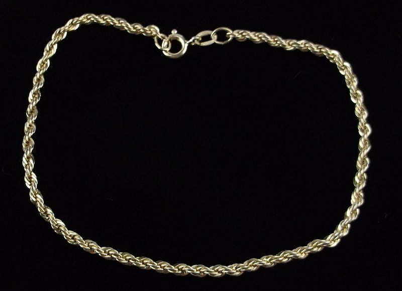 Mint Vint Italian Gold Over Sterling Rope Chain Bracelet 8" (1 of 2)