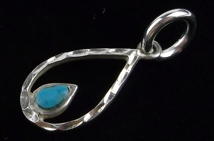 Mint Vint Navajo Ted Ott Sterling Silver Turquoise Pendant