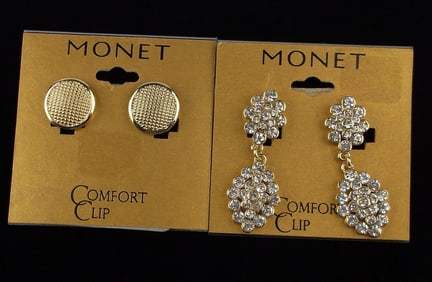 2 New Monet Rhinestone Earrings Sets Lot $48
