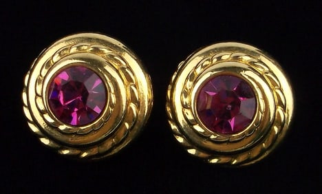 Mint Vintage Swarovski Crystal Swan Logo Earrings Signed