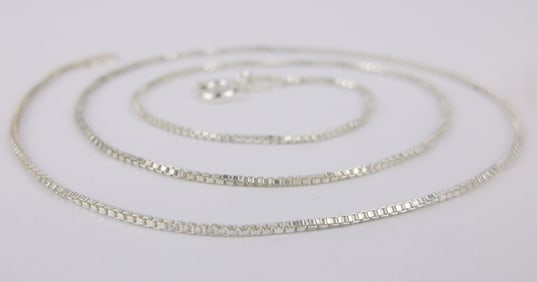 New Vintage Italian Sterling Silver Box Chain Necklace 16""