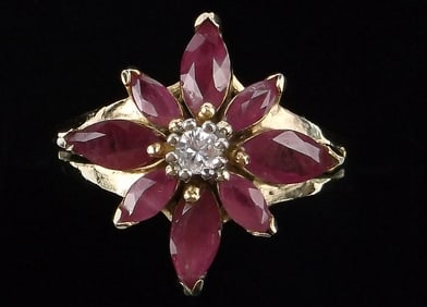 Stunning Vintage Gold Over Sterling Silver Ruby Ring 7