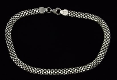 Mint Vintage Italian Sterling Silver Chain Bracelet 7.25"