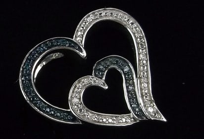 New Jane Seymour Sterling Silver Blue White Diamond Pendant