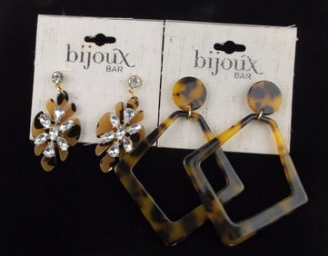 2 New Bijoux Bar Rhinestone Earrings Sets Lot $38