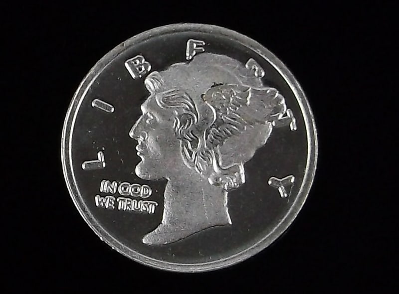 New Vintage .999 Fine Silver Mercury Coin (1 of 2)