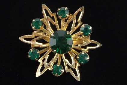 Mint Vintage 1960s Rhinestone Snowflake Brooch