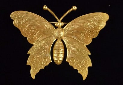 Mint Vintage 1950s Ornate Butterfly Brooch