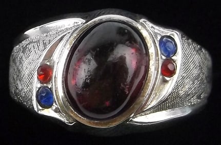 Mint Antique 1950s Crouse Co Sterling Silver Gem Ring 8