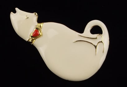 Mint Vintage 1960s VERO Enameled Cat Brooch