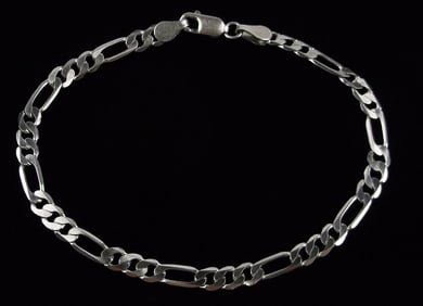 Mint Vintage Italian Sterling Silver Chain Bracelet 7.5"