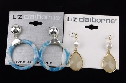 2 New Liz Claiborne Drop Earrings Sets $38