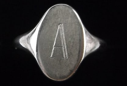 Stunning Antique 1950s Sterling Silver Initial A Ring 7