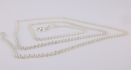 New Vintage Italian Sterling Silver Ball Chain Necklace 18"