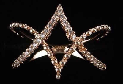New Gold Over Sterling Silver Design Ring 7