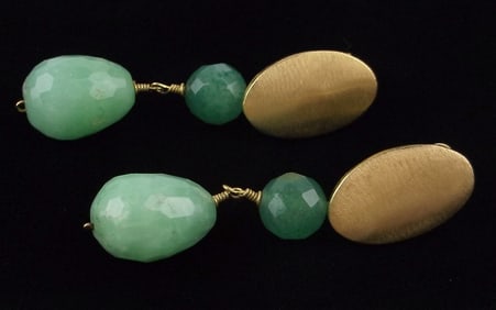 Mint Vintage 12kt GF Jade Drop Earrings