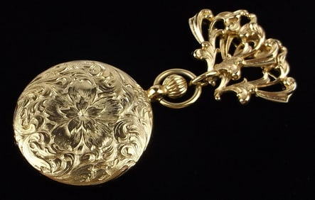 Mint Vintage Signed Pocket Watch Style Brooch