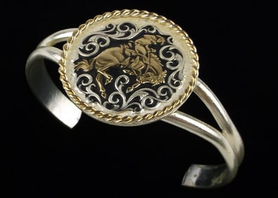 Stunning Vint Montana Silversmiths Horse Cuff Bracelet 7-8"