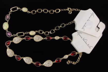 2 New Gloria Vanderbilt Rhinestone Necklace Lot 20" $56