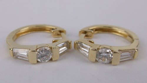 New Gold Over Sterling Silver Hug Tight Hoop Earrings