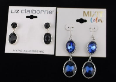 2 New Liz Claiborne MIXIT Rhinestone Earrings Sets Lot $34