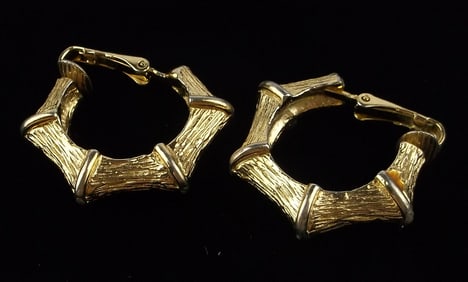 Stunning Vintage 1960s Celebrity NY Bamboo Earrings