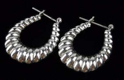 Big Mint Vintage Heavy Sterling Silver Drop Earrings