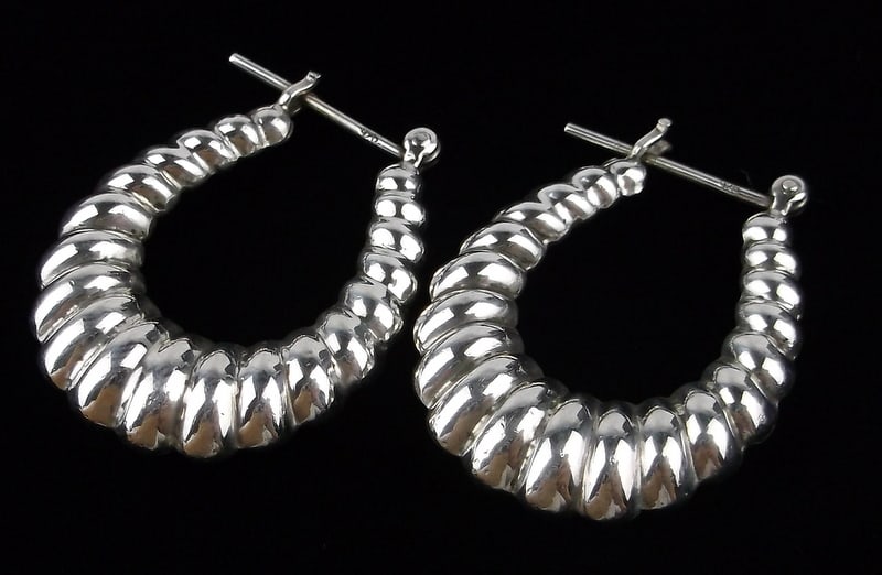 Big Mint Vintage Heavy Sterling Silver Drop Earrings (1 of 2)