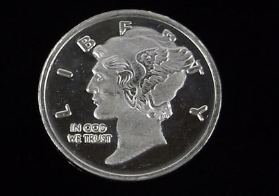New Vintage .999 Fine Silver Mercury Coin