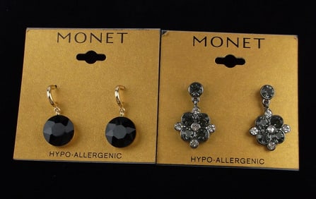 2 New Monet Rhinestone Earrings Sets Lot $50