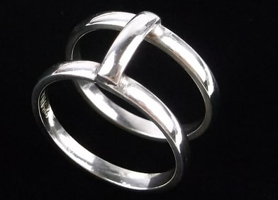 Mint Vintage Taxco Sterling Silver Double Bar Ring 7