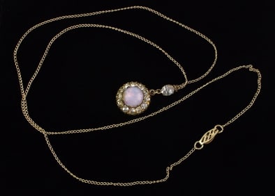 Stunning Antique 1930s 12kt GF Czech Glass Necklace 20"