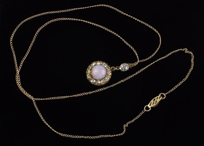 Stunning Antique 1930s 12kt GF Czech Glass Necklace 20": excellent condition